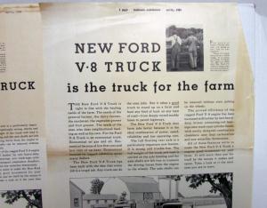 1934 Ford Truck V8 Hauling Stake Truck For The Farm Ad Proof Original