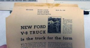 1934 Ford Truck V8 Hauling Stake Truck For The Farm Ad Proof Original