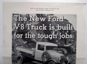 1934 Ford V8 Truck Features Built For The Tough Jobs Ad Proof Original