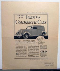 1935 Ford V8 Commercial Car Features Diagram New Beauty Ad Proof Original