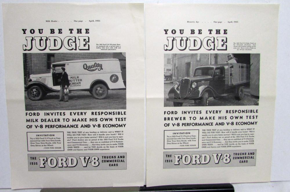1935 Ford Truck V8 Commercial Cars Stake Delivery Ford Invites Ad Proof Original