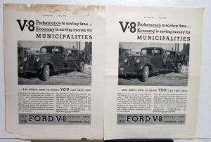 1935 Ford Truck V8 Features Is Saving Money For Municipalities Ad Proof Orig