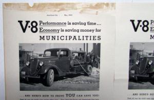 1935 Ford Truck V8 Features Is Saving Money For Municipalities Ad Proof Orig