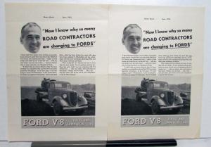 1935 Ford Truck V8 So Many Road Contractors Are Changing To Ford Ad Proof Orig