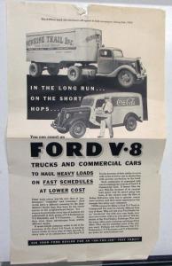 1935 Ford Truck V8 Heavy Loads On Fast Schedules At Lower Costs Ad Proof Orig