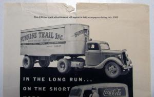 1935 Ford Truck V8 Heavy Loads On Fast Schedules At Lower Costs Ad Proof Orig