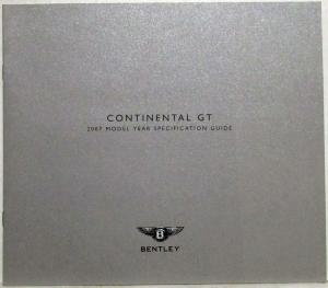 2007 Bentley Continental GT Specification Guide Sales Brochure