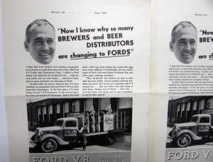 1935 Ford V8 Truck Delivery Beer Distributors Are Changing To Fords AdProof Orig