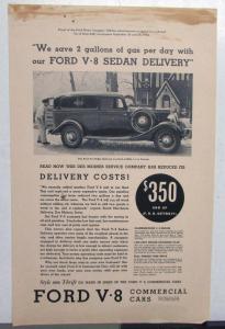 1935 Ford V8 Truck Sedan Delivery Commercial Cars Features Ad Proof Original