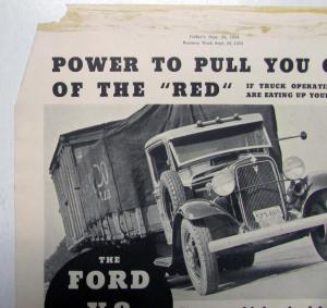 1935 Ford V8 Trucks Features Power To Pull You Out Of The Red Ad Proof Original