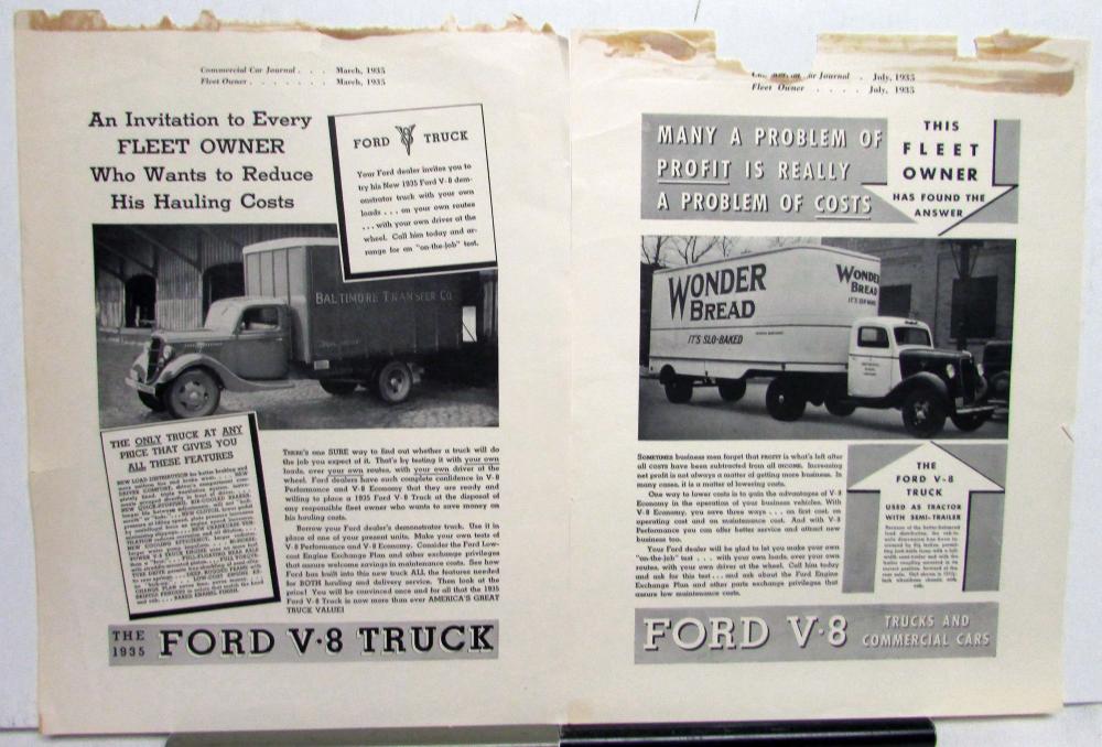 1935 Ford V8 Truck Fleet Owner Who Want To Reduce His Hauling Cost Ad Proof Orig