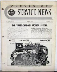 1962 Chevrolet Monza Spyder Turbocharged Engine Service News Vol 34 No 4  Specs