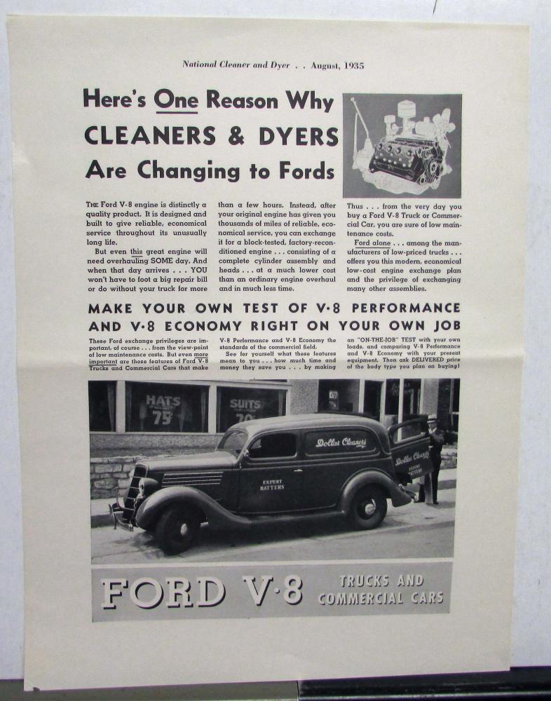 1936 Ford V8 Truck Delivery Flathead Engine Cleaners Are Changing Ad Proof Orig