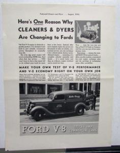 1936 Ford V8 Truck Delivery Flathead Engine Cleaners Are Changing Ad Proof Orig