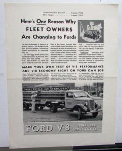 1936 Ford Truck V8 Flathead Engine Fleet Owners Changing To Fords Ad Proof Orig