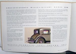 1931 Willys-Knight Dealer Prestige Brochure Sedan Deluxe Victoria Coupe 66D