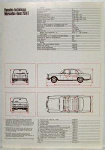 1968 Mercedes-Benz 220 D Sales Brochure from Paris Auto Show - French Text