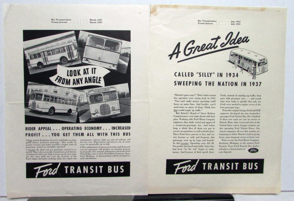 1937 Ford V8 Bus Transit Rider Appeal Sweeping The Nation Ad Proof Original