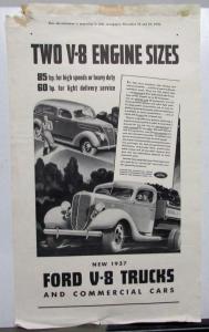 1937 Ford Trucks Commercial Cars Delivery Hauling Sedan Features Ad Proof Orig