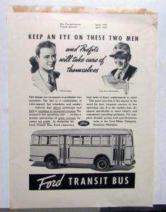 1937 Ford V8 Transit Bus Profits Will Take Care Of Themselves Ad Proof Orig