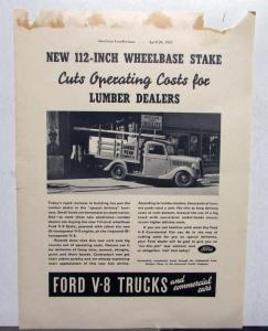 1937 Ford V8 Truck Commercial Car Stake Delivery Cut Operating Cost AdProof Orig