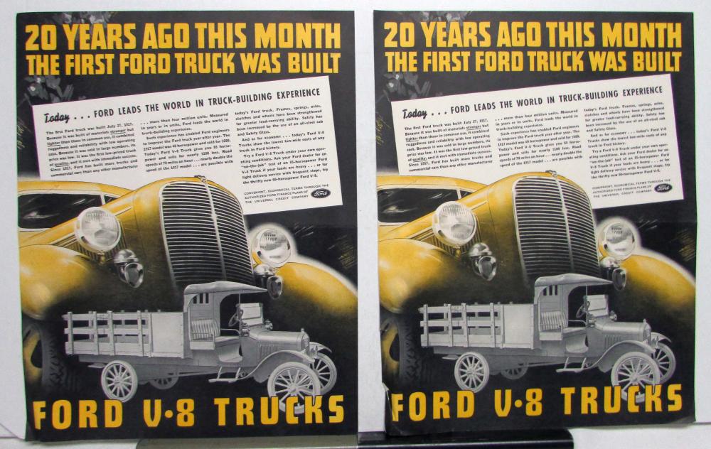 1937 Ford V8 Truck Commercial Car Stake Delivery Features Ad Proof Orig
