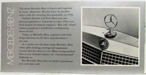 1972 Mercedes-Benz Sales Information Request Folder with Suggested Prices