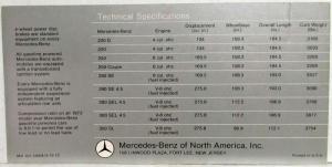 1972 Mercedes-Benz Sales Information Request Folder with Suggested Prices