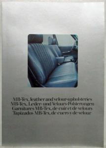 1978 Mercedes-Benz Dealer Sales Brochure Interior Options MB-Tex Leather Velour