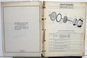 Original 1952 1953 Lincoln Dealer Chassis Parts Catalog Book Supplement Trans