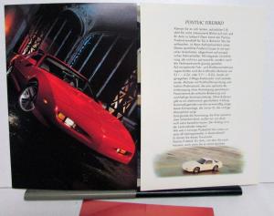 1992 Pontiac Firebird Color Ordering Codes Specs Brochure Dutch German Text