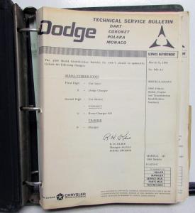 1966 Chrysler Dodge Plymouth Dealer Technical Service Bulletins Vintage Binder