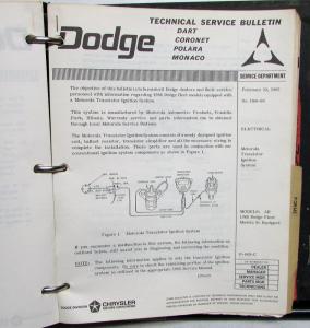 1966 Chrysler Dodge Plymouth Dealer Technical Service Bulletins Vintage Binder