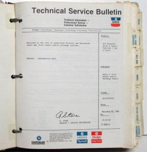 1980-83 Chrysler Dodge Plymouth Dealer Technical Service Bulletins Car Truck