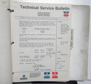 1980-83 Chrysler Dodge Plymouth Dealer Technical Service Bulletins Car Truck