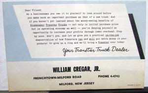 1957 Studebaker Transtar Trucks Dealer Mailer Pickup Economy Features Orig