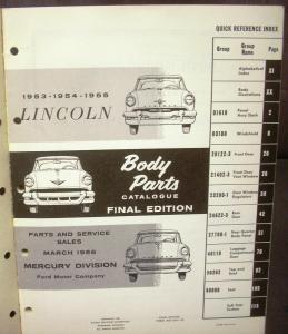 Original 1953 1954 1955 Lincoln Dealer Body Parts Catalog Book Final Edition