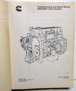 1999 Cummins Troubleshooting & Repair Shop Manual ISM/QSM11 Series Diesel Engine