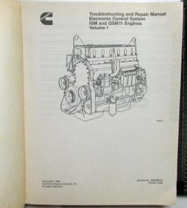 1999 Cummins Troubleshooting & Repair Manual Electronic Control ISM & QSM11