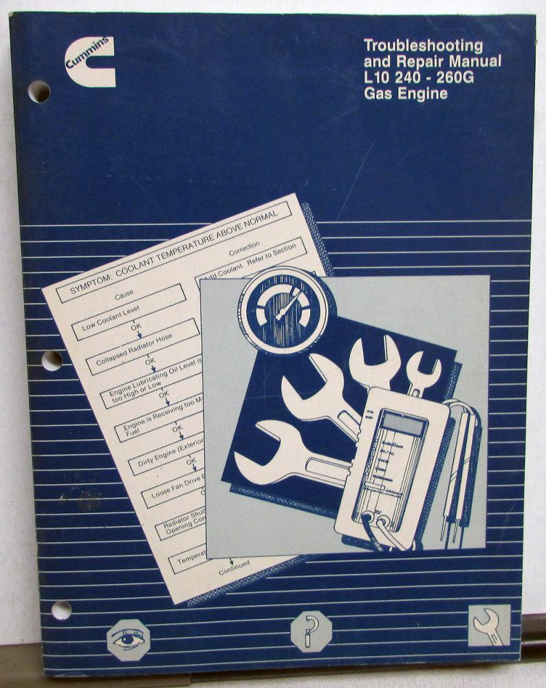 1994-95 Cummins Troubleshooting Repair Shop Manual L10 240 - 260G Gas ...