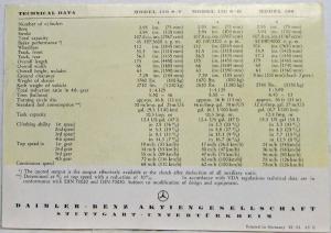 1954 Mercedes-Benz Models 170S-V 170S-D and 180 Small Sales Folder