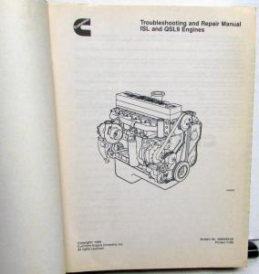 1999 Cummins Troubleshooting Repair Shop Manual ISL & QSL9 Engines