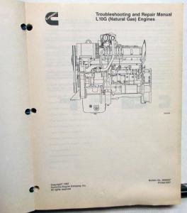 1997 Cummins Troubleshooting Repair Shop Manual L10G Natural Gas Engines