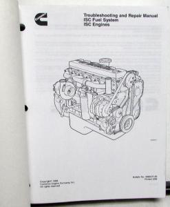 1998 Cummins Troubleshooting Repair Shop Manual ISC Engines & Fuel System