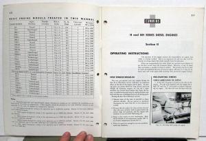 1959 Cummins Operation Owners Manual H & NH Series Diesel Engines