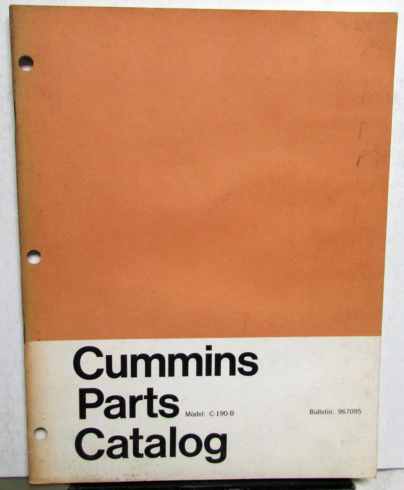 1966 Cummins Parts Catalog Book Model C-190-B Diesel Engines Bulletin 967095