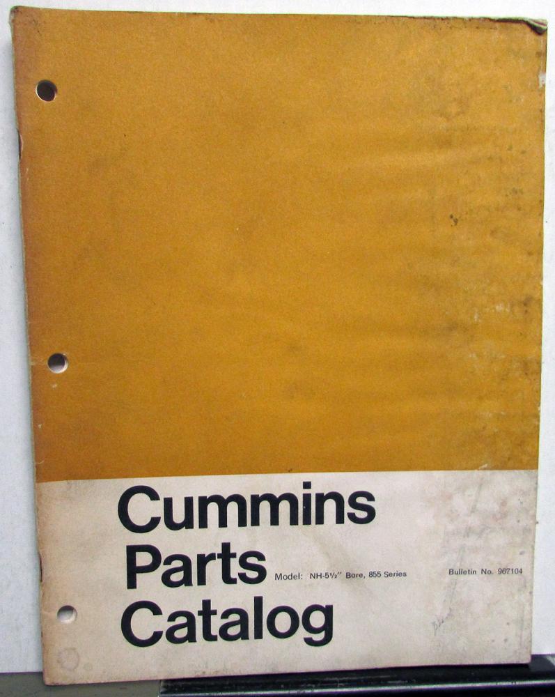 1969 Cummins Parts Catalog Book Model NH-5.5 Inch Bore 855 Series Diesel Engines