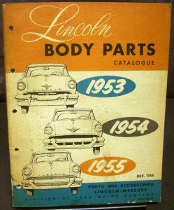 Original 1953 1954 1955 Lincoln Body Parts Catalog Book Cosmopolitan Capri