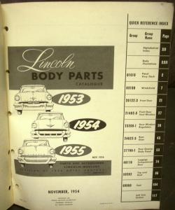 Original 1953 1954 1955 Lincoln Body Parts Catalog Book Cosmopolitan Capri