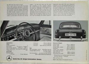 1960 Mercedes-Benz 180D Spec Data Sheet - World Renowned for Its Economy